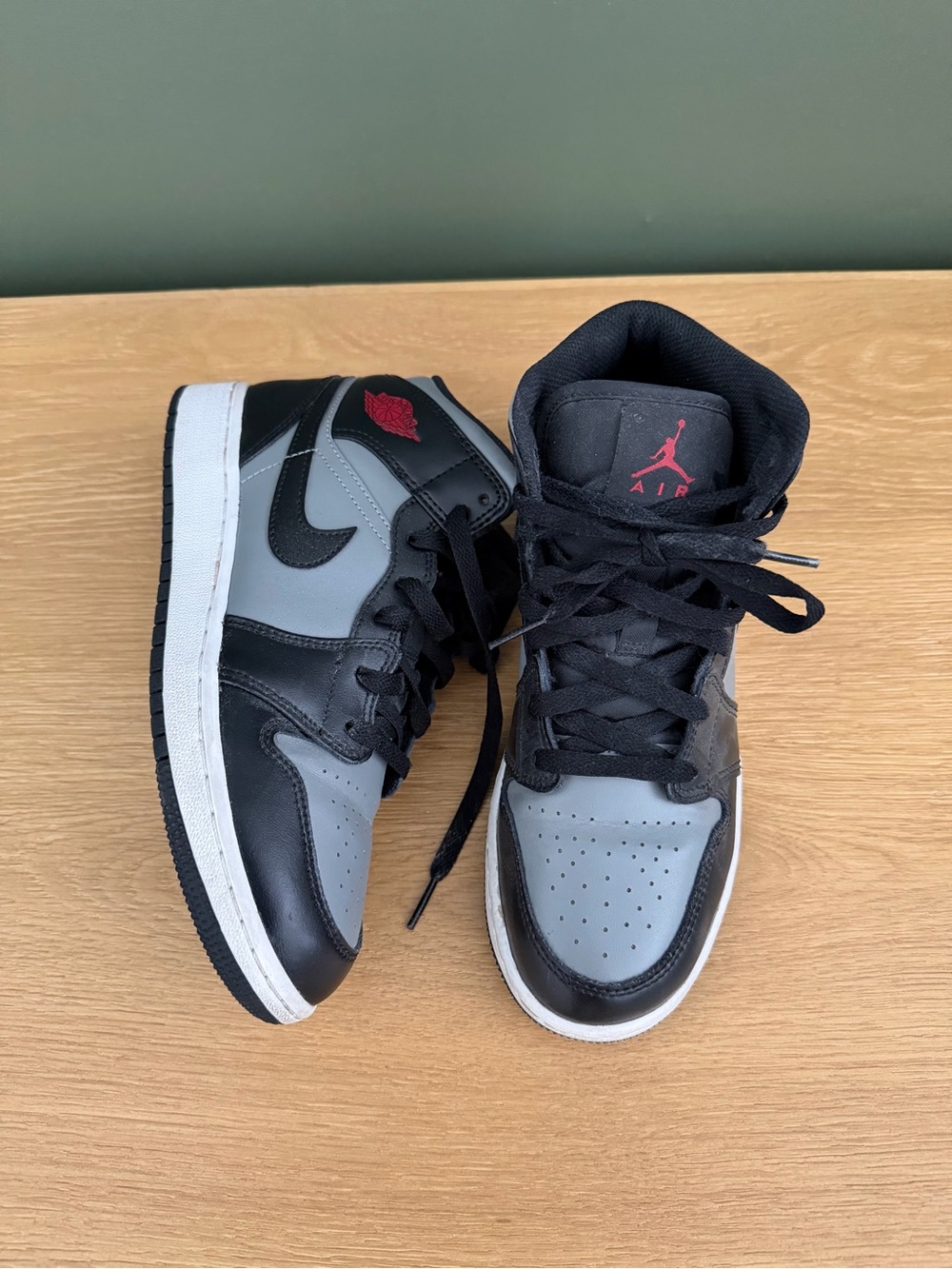 Nike Air Jordan 1 Mid - Black & Gray with Red Accents